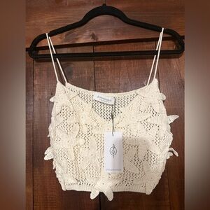 Stradivarius Ivory Floral Crochet Camisole